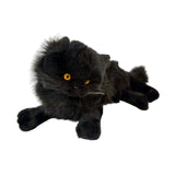 Onyx black Persian cat plush lying front view