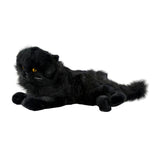 Onyx black Persian cat plush lying side view