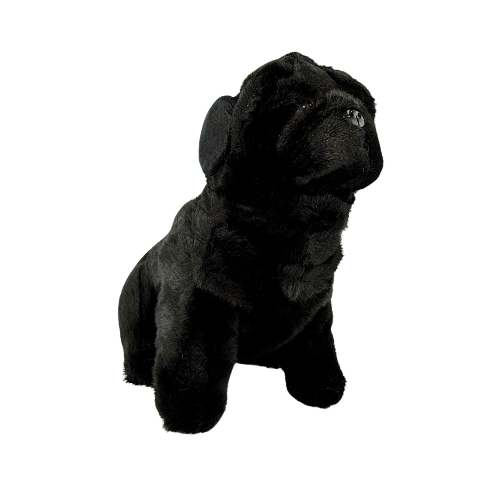 Oreo black Pug plush sitting front view