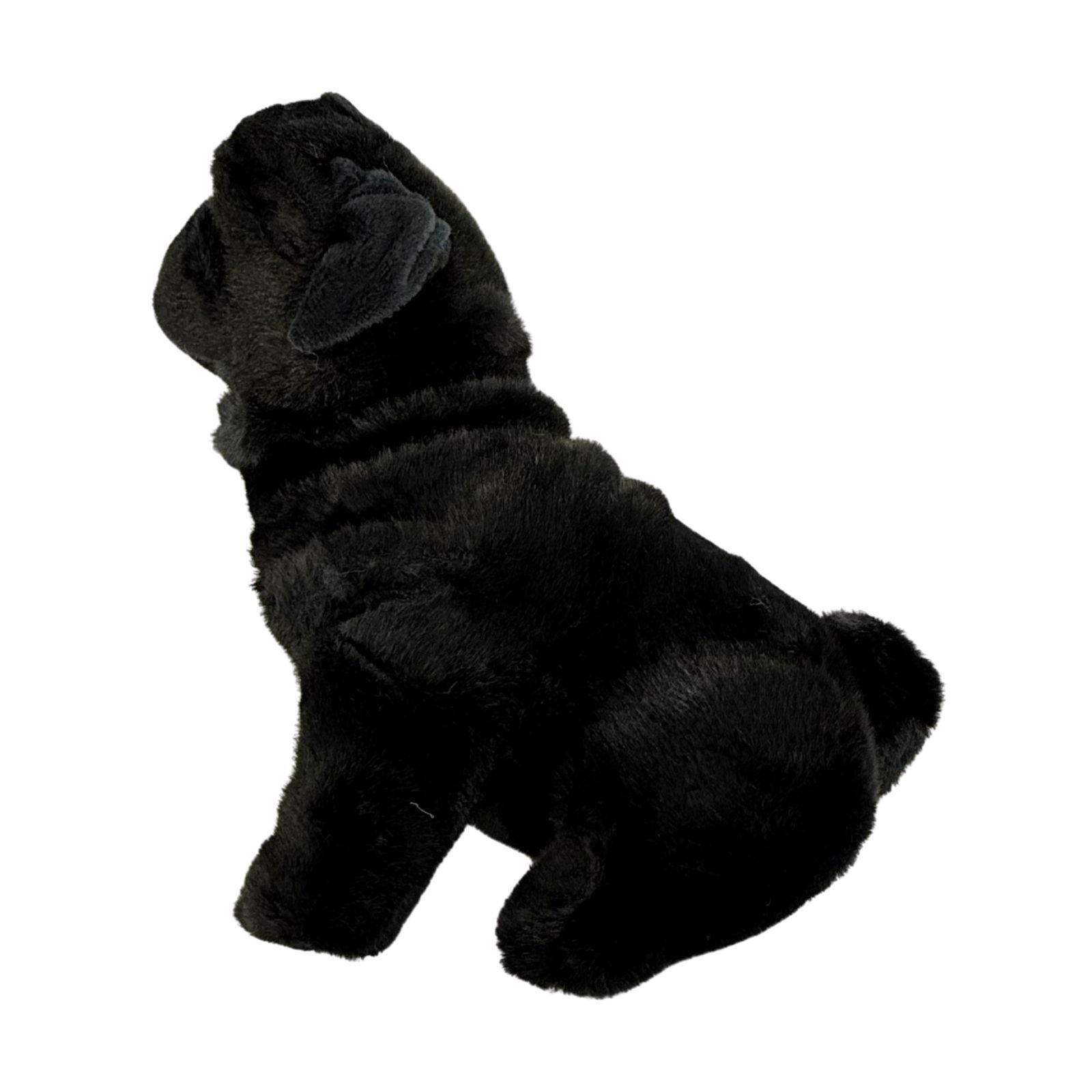 Oreo black Pug plush sitting side view