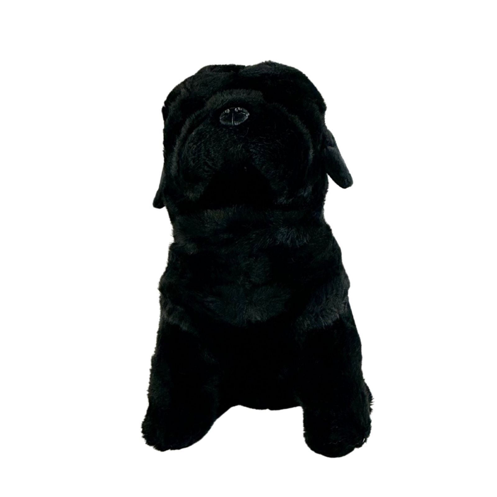 Oreo black Pug plush sitting front view
