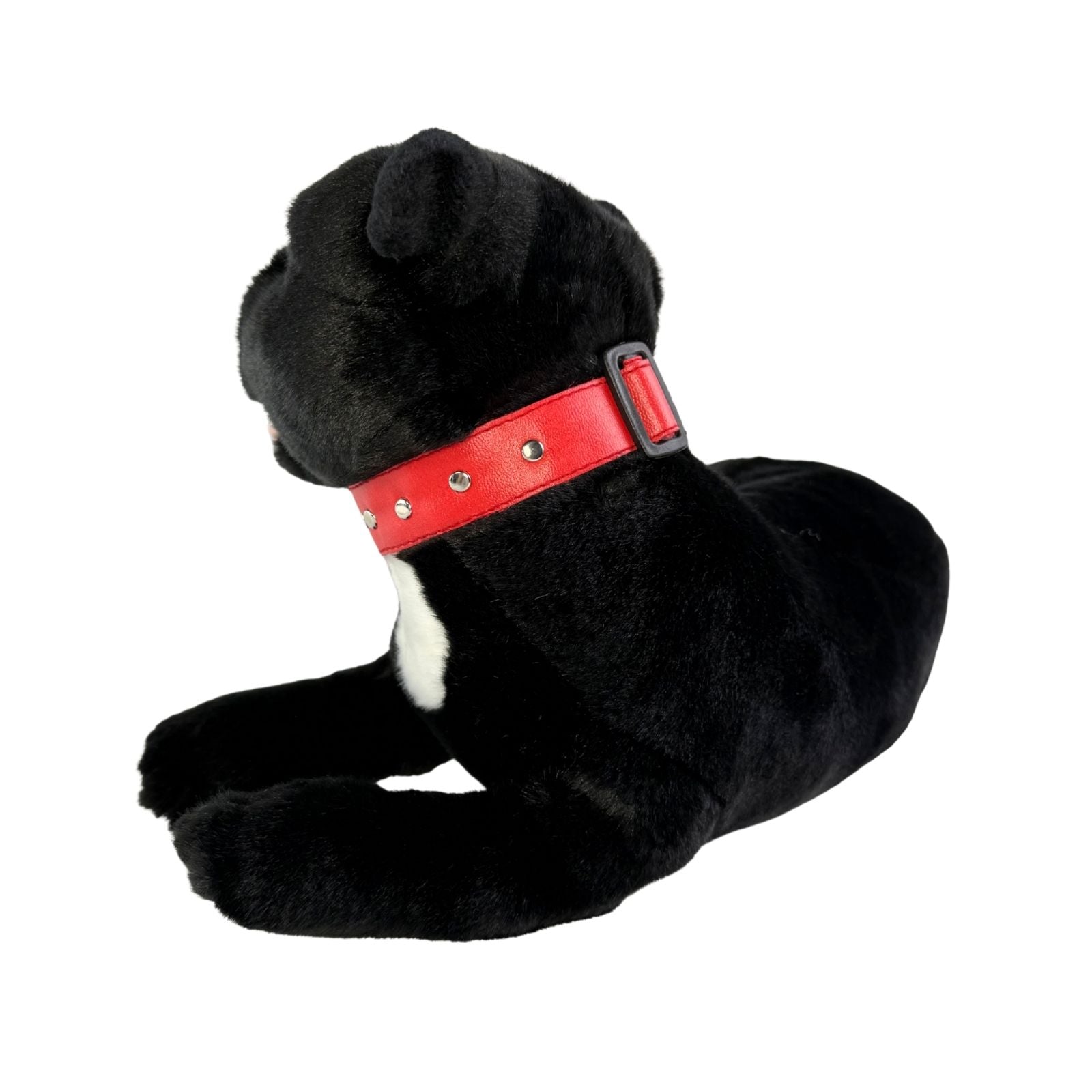 Pepper Staffy plush lying