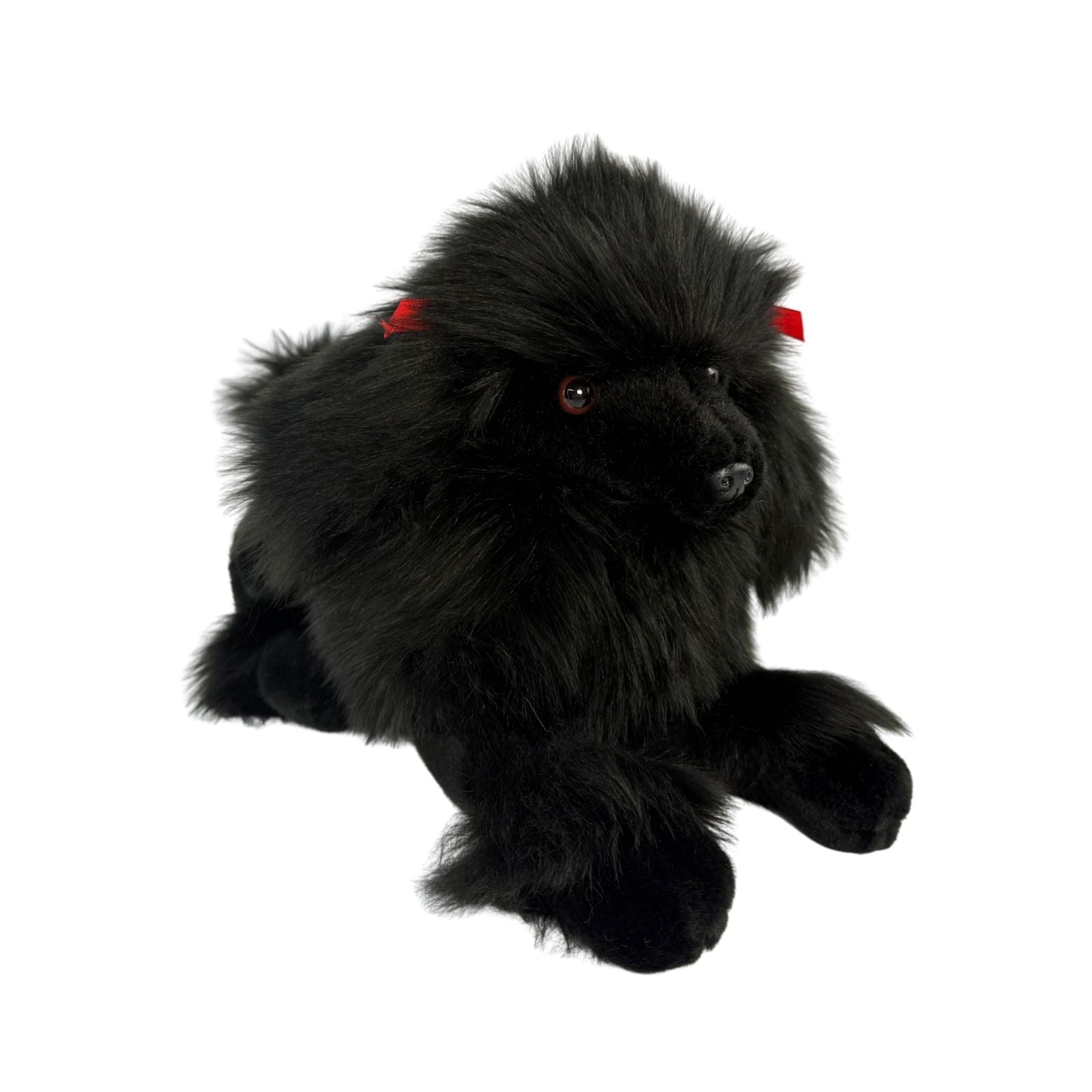 Romeo black Poodle plush crouching front view