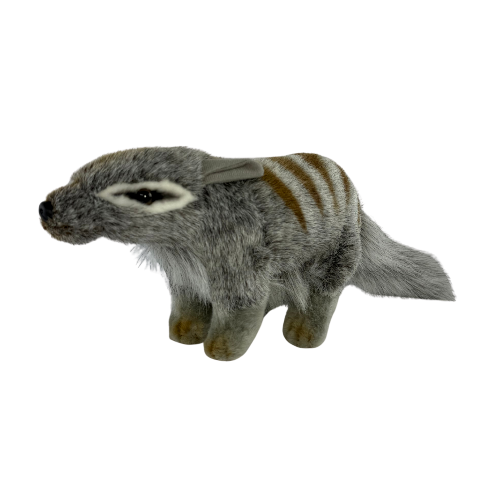 Plush toy resembling a Numbat on a white background