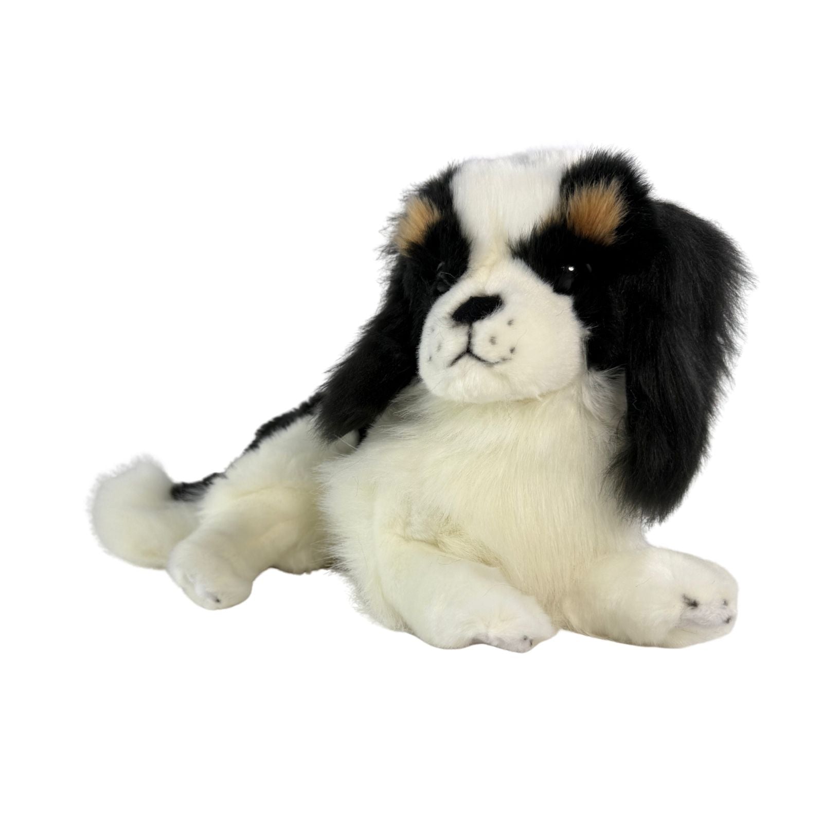 Snuggles Cavalier King Charles plush toy lying