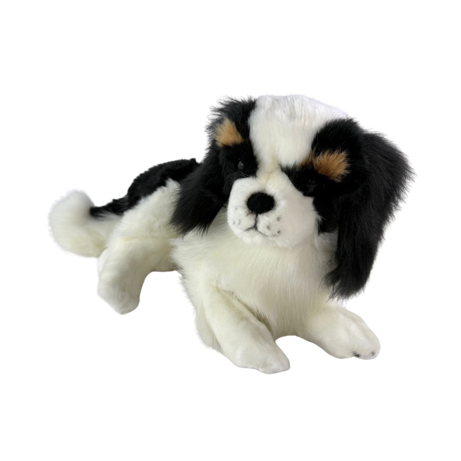 Snuggles Cavalier King Charles plush toy lying