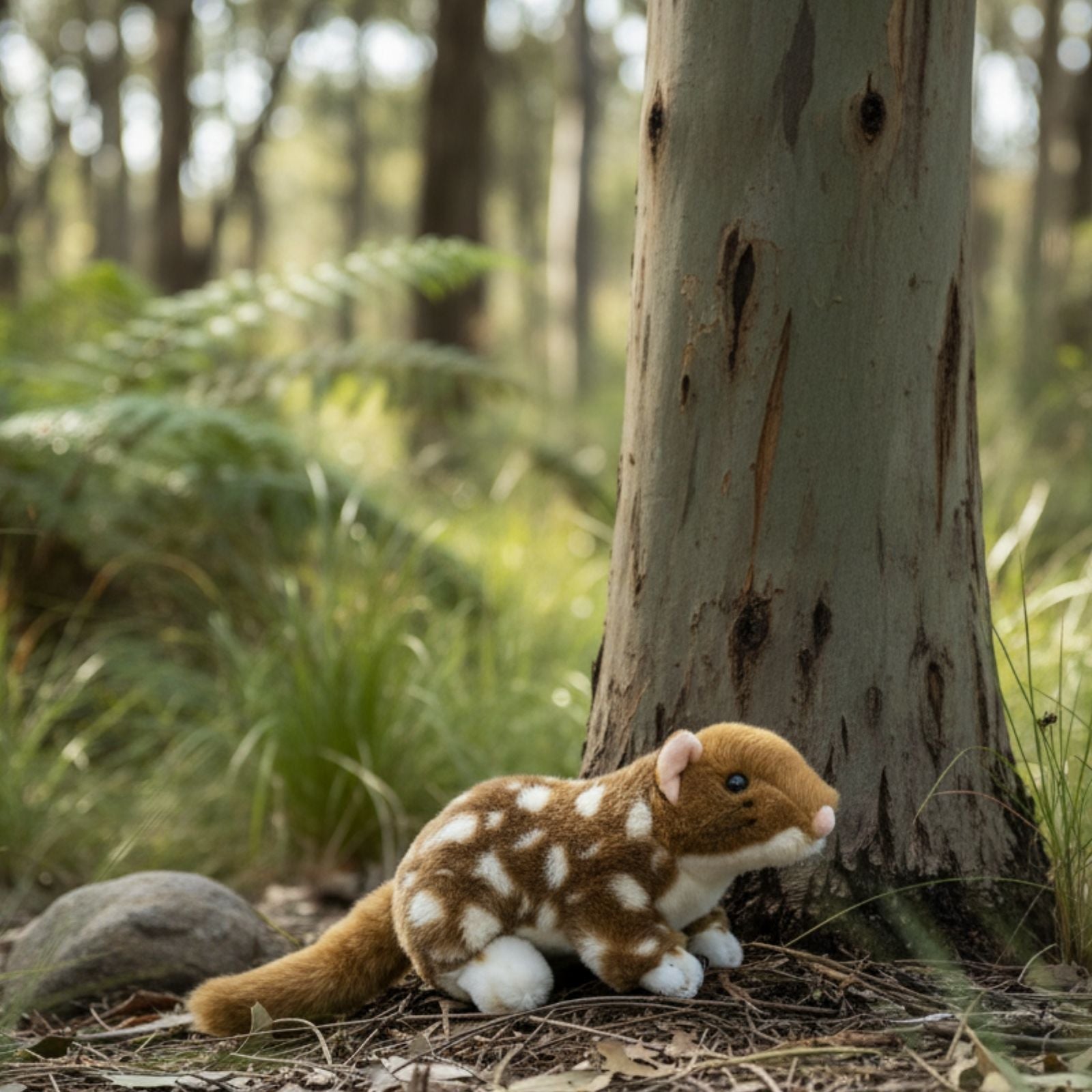 Eastern Quoll a realistic soft plush toy in outdoor