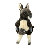 Plush toy kangaroo on a white background