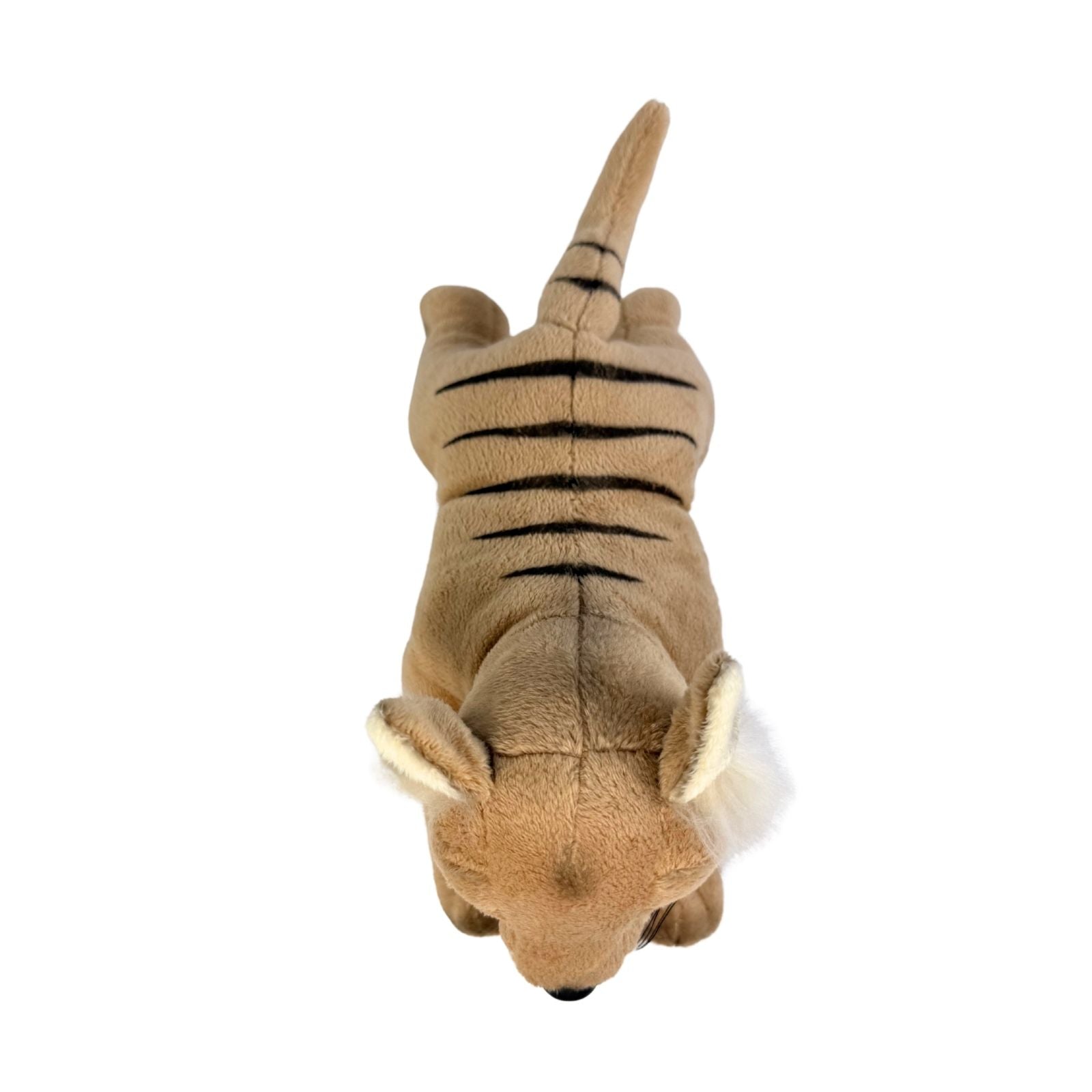 Plush toy resembling a thylacine on a white background