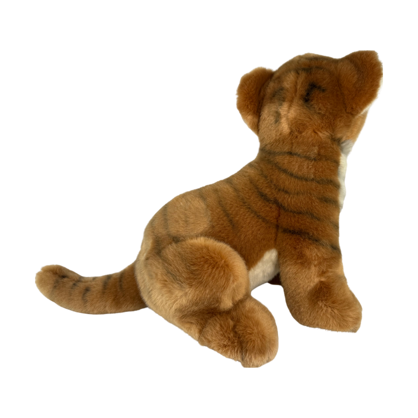 Tony tiger plush toy sitting side view