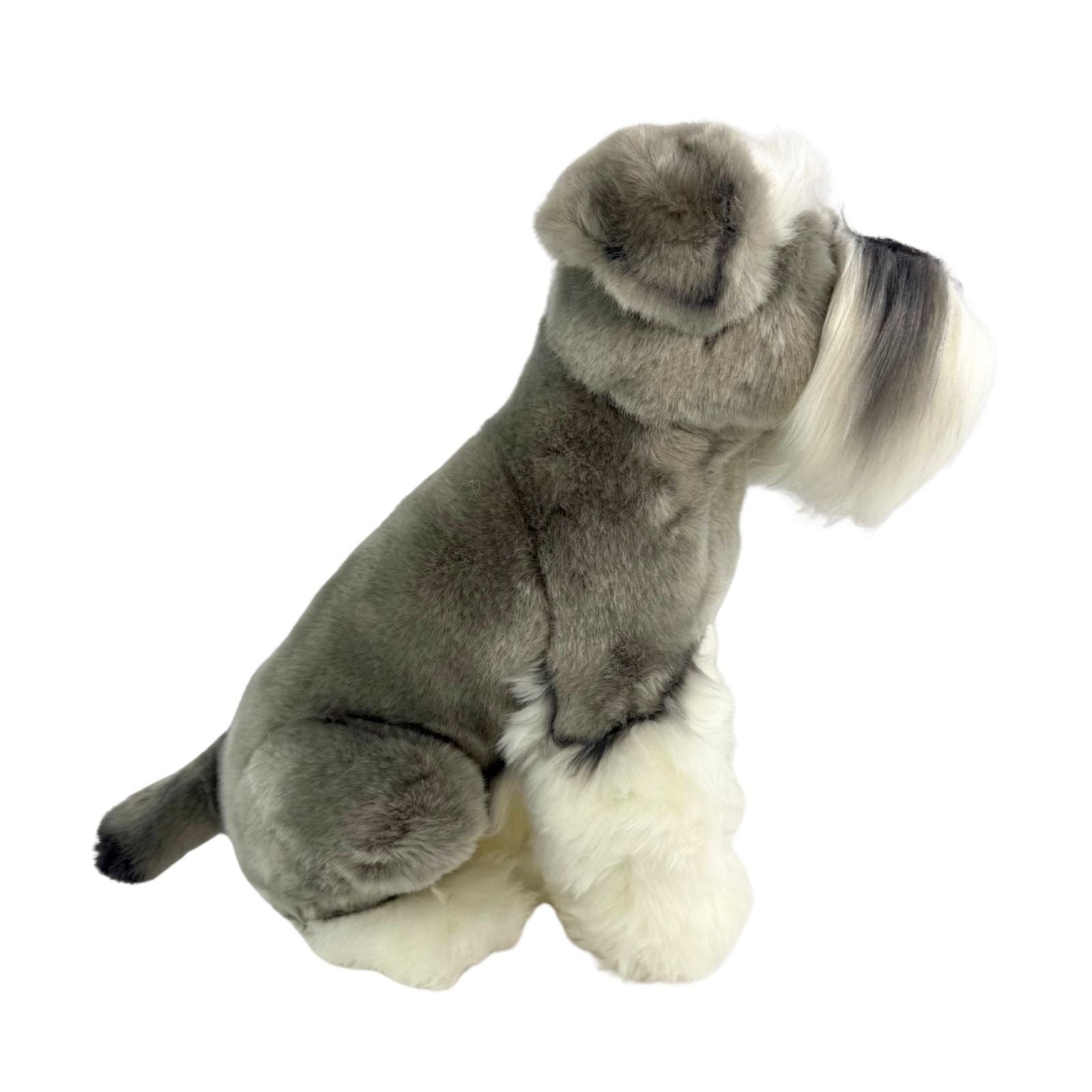 Watson Schnauzer plush toy sitting side view