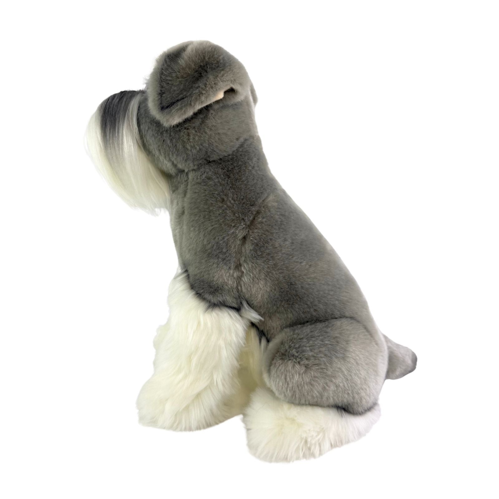 Watson Schnauzer plush toy sitting side view