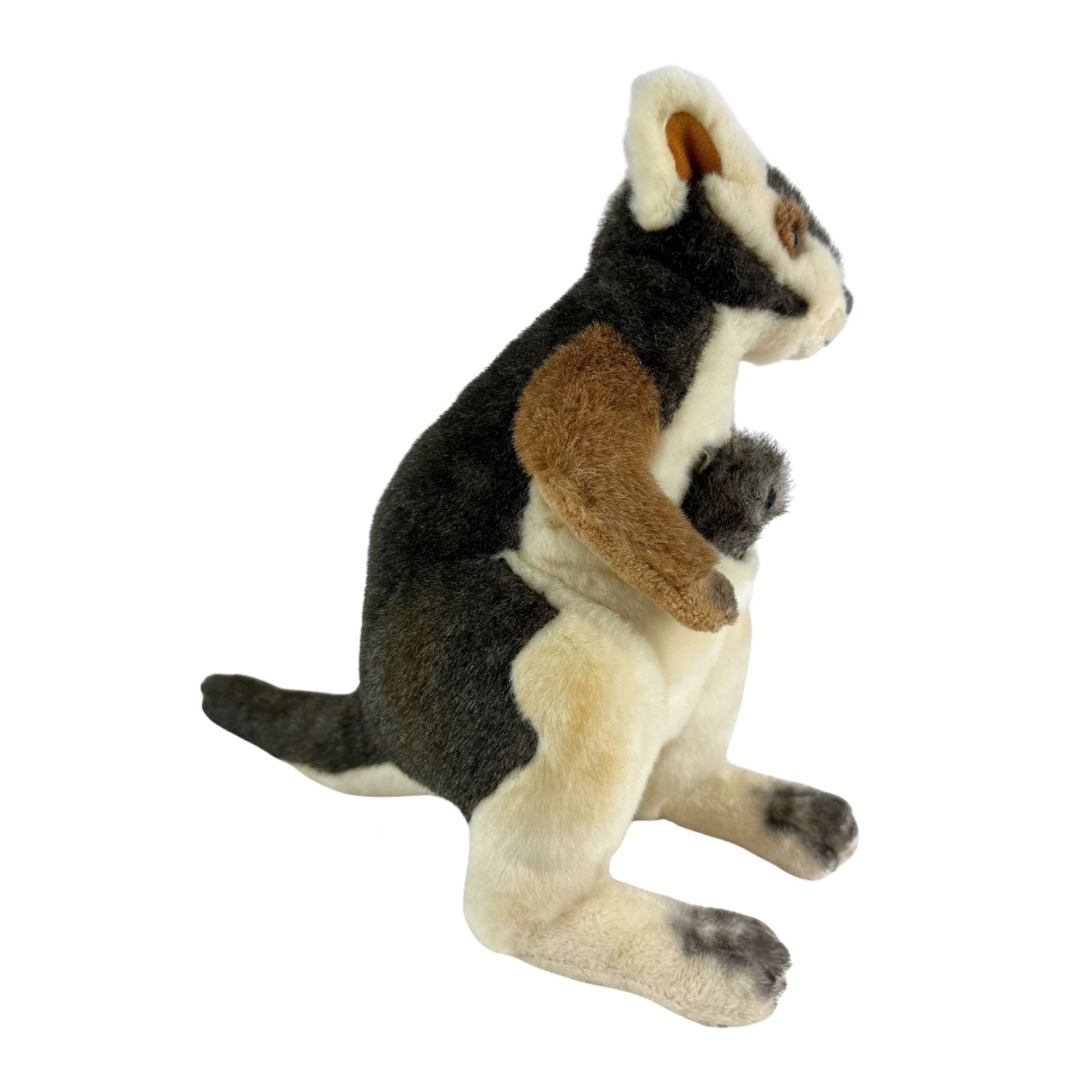 Plush toy of a kangaroo on a white background