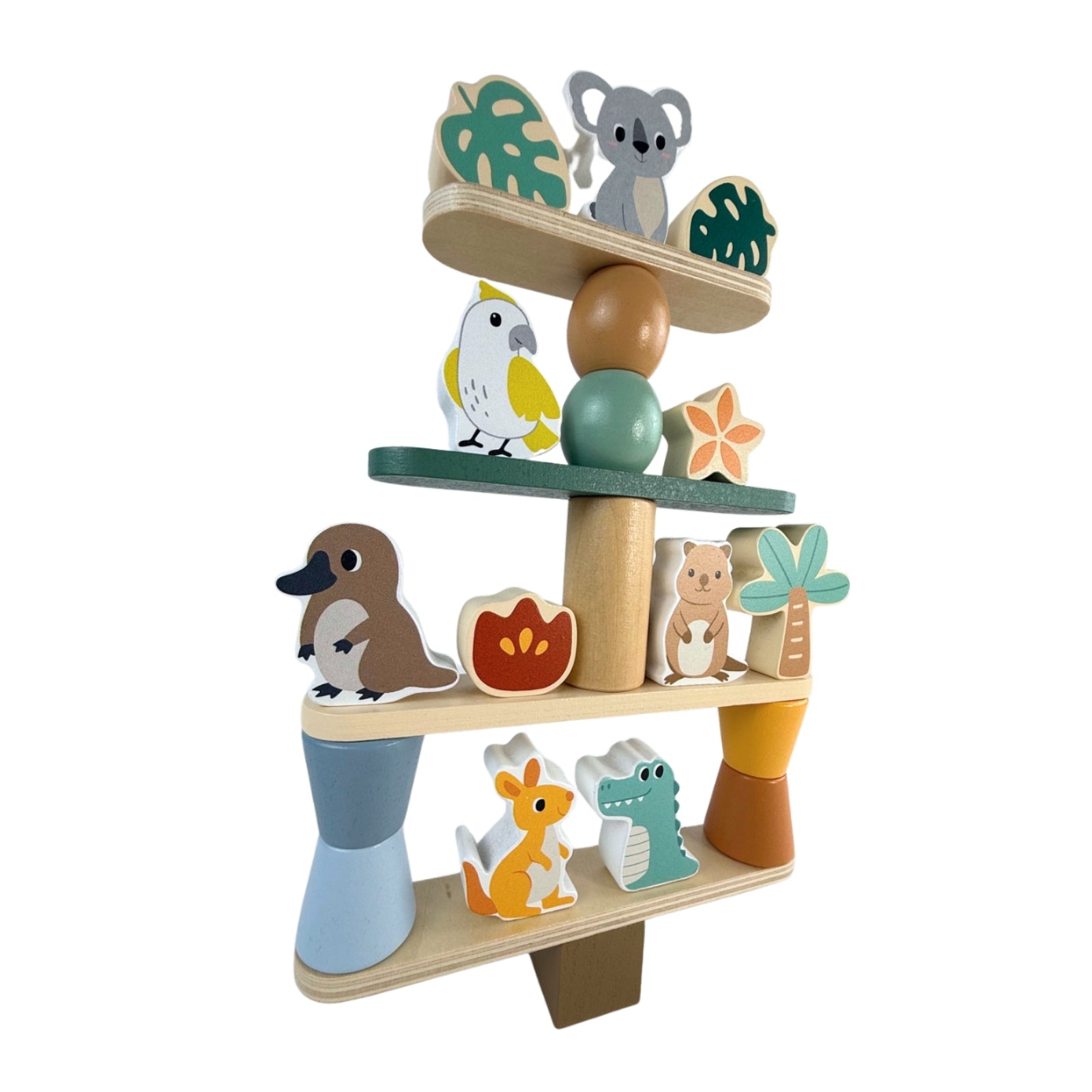 Colorful Aussie animals wooden stacking game