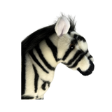 Close‑up of Zara zebra plush toy’s side face