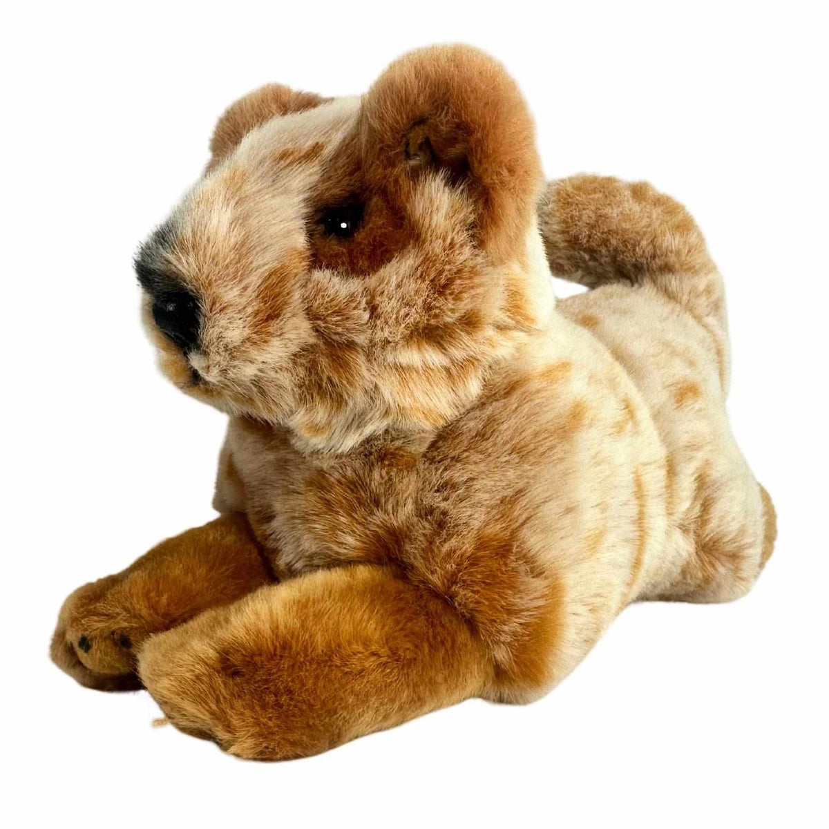 Red Heeler cattle dog plush toy lying down