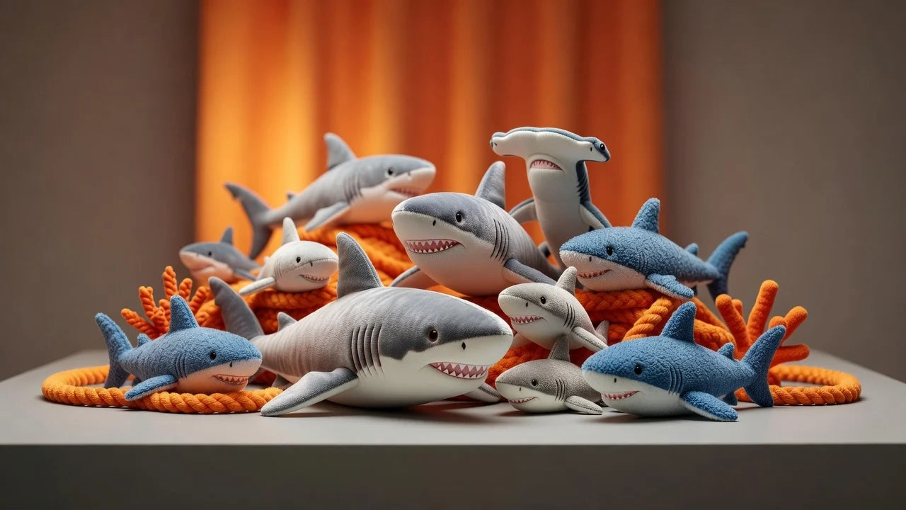 Professional header image for list-based article: The Best Shark Plush Toys for Every Ocean Lover