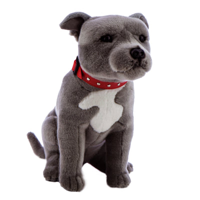 Storm - Staffy - 32cm sitting, grey