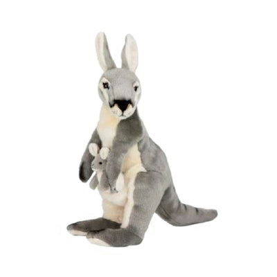 Trudy (Kangaroo with joey - 40cm, grey)