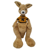 Plush kangaroo toy wearing an 'Australia' shirt on a white background