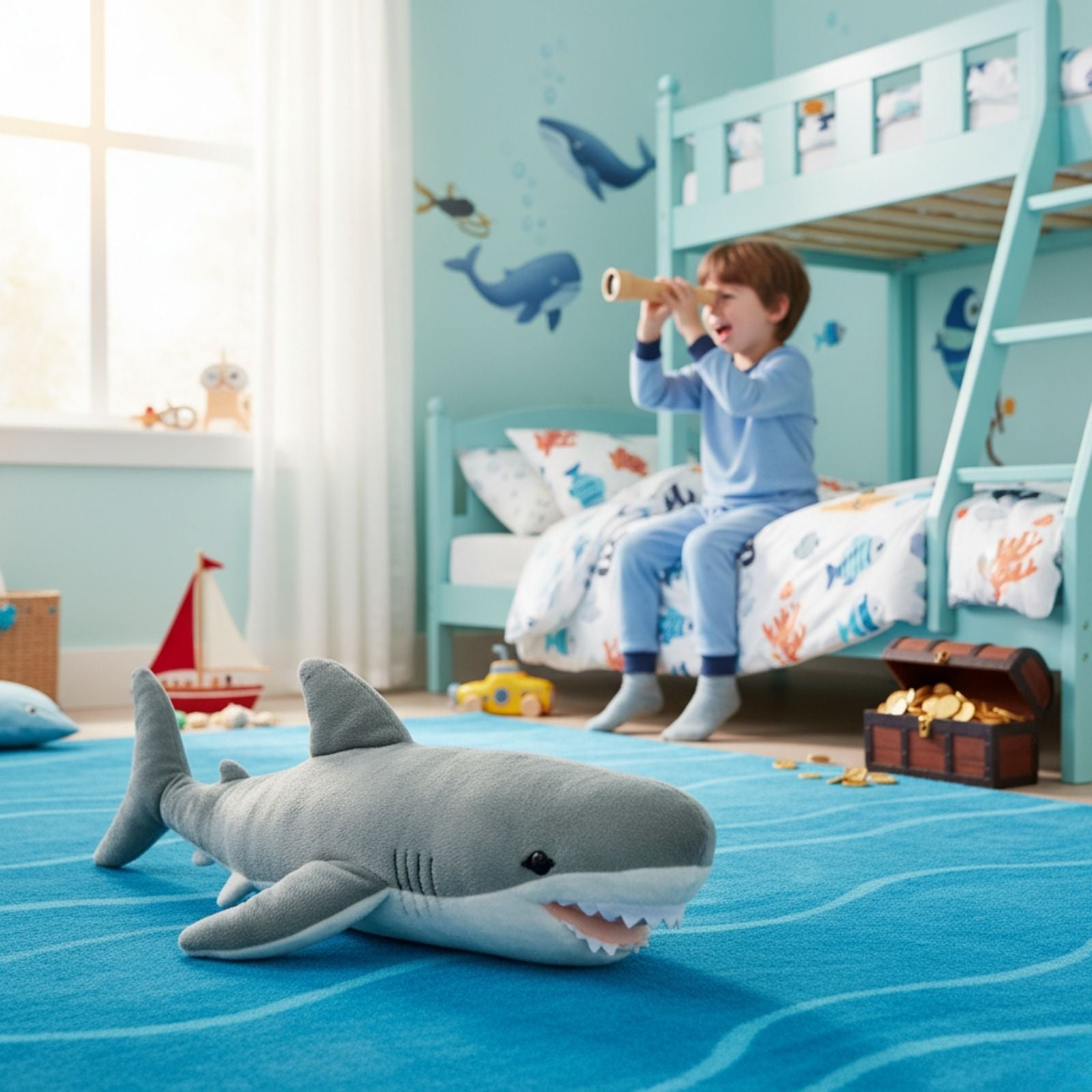 an exquisitely soft and realistic Great White Shark plush toy