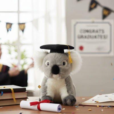 Gradhat Athena - Petal with Graduation Hat - Koala- 18cm sitting