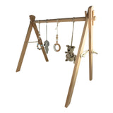 Wooden Aussie baby gym with hanging animal toys