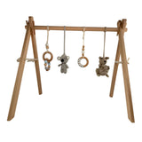 Wooden Aussie baby gym with hanging animal toys