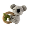 Knitted koala wooden baby teether ring