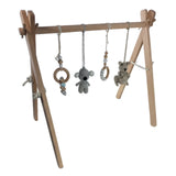 Wooden Aussie baby gym with hanging animal toys