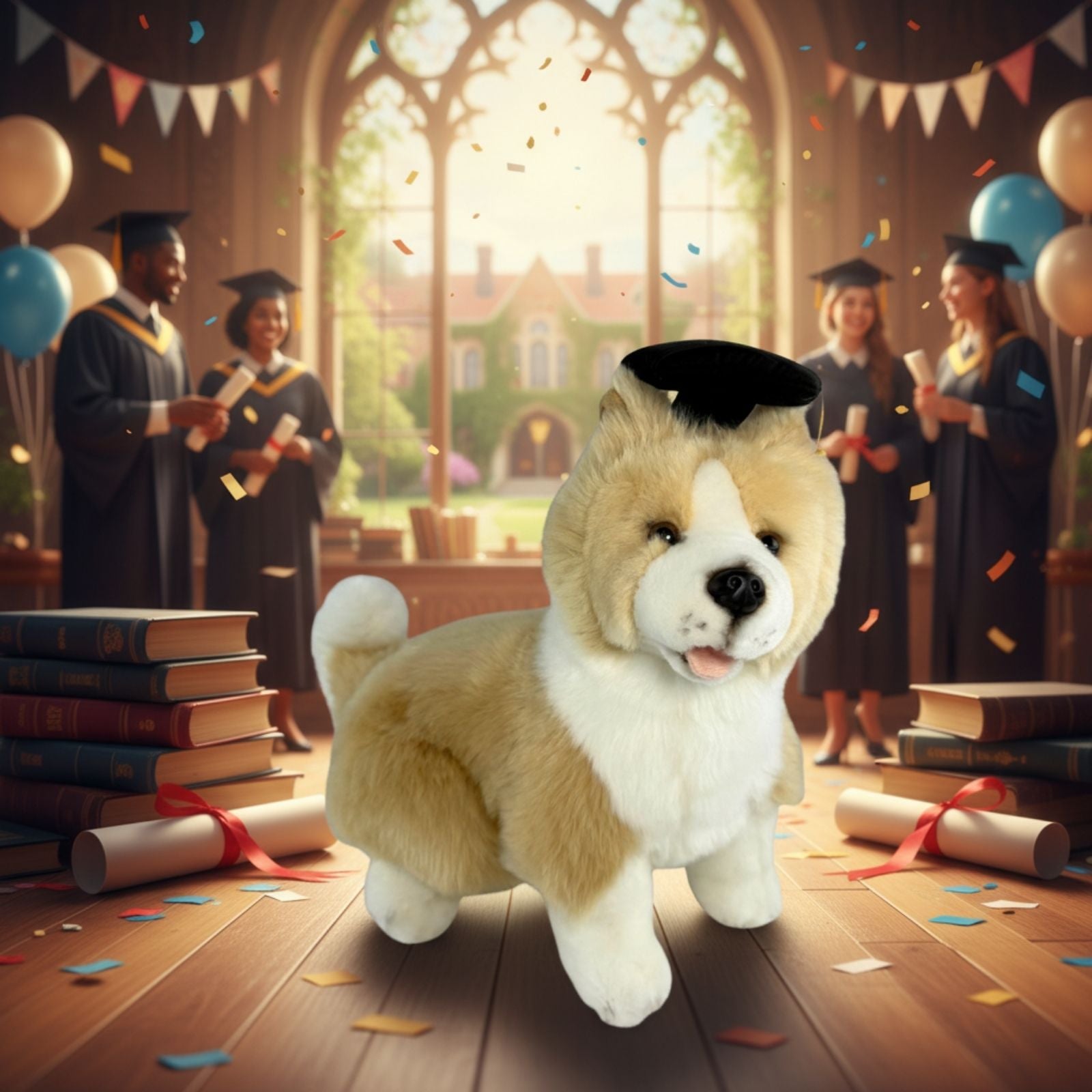Gradhat Bailey - Border Collie with Graduation Hat