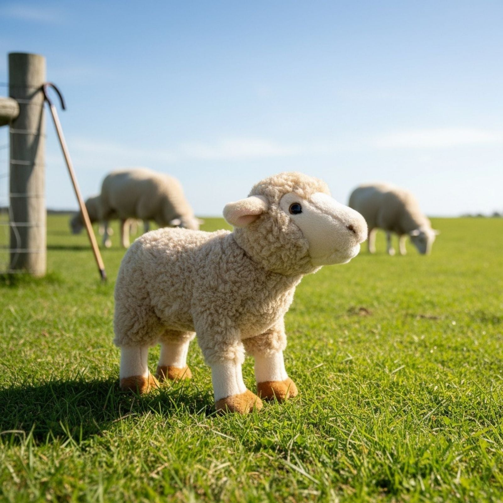 realistic handcrafted soft plush toy sheep