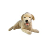 large plush Labrador soft toy in a lying position.