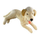 cream Labrador stuffed plush toy in a lying position