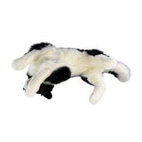 stuffed Border Collie plush toy in a lying position.