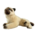 Siamese cat and is a realistic soft plush toy