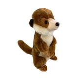 a realistic small-size stuffed Meerkat soft toy in a standing position.