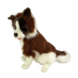 stuffed plush Border Collie dog in chaocolate and white colouring