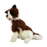 stuffed plush Border Collie dog in chaocolate and white colouring