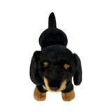 handcrafted plush black and tan Dachshund dog toy