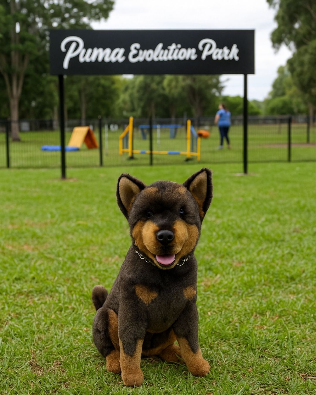 red and tan Australian Kelpie handmade and airbrushed plush toy