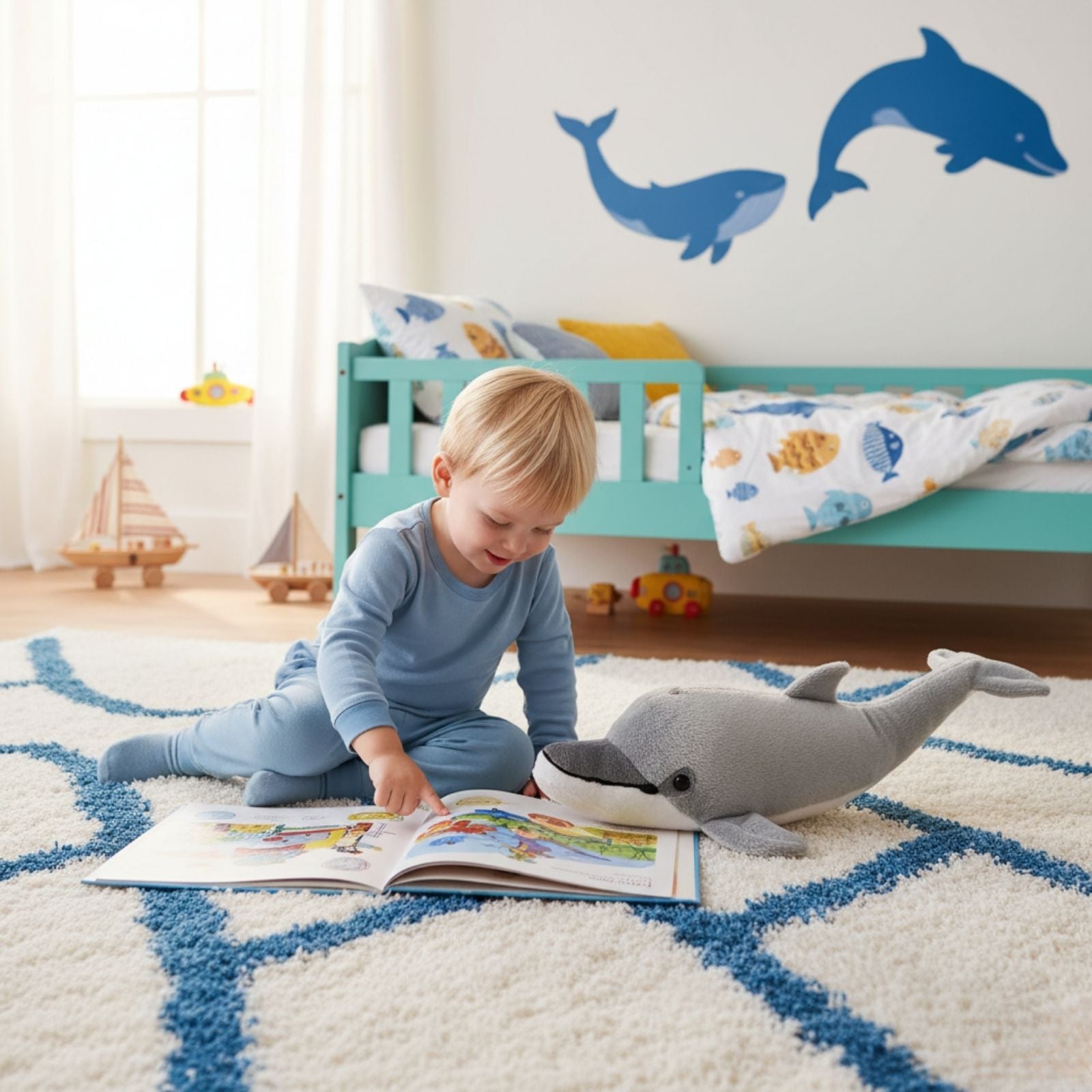 Celia realistic dolphin plush toy with soft grey detailing
