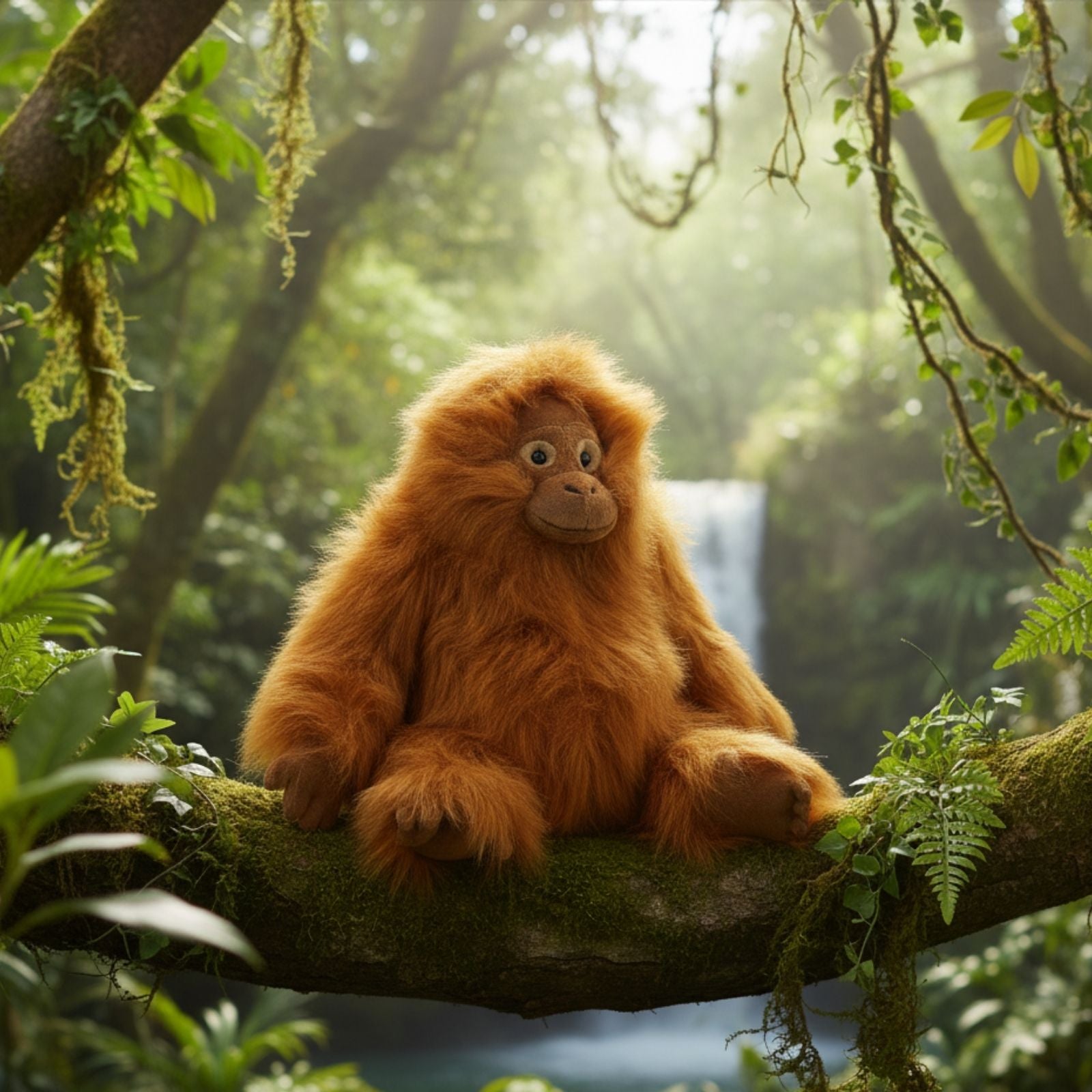 Sitting on the forest Orange Orangutan baby soft stuffed plush toy