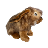 Side view of Cinnamon realistic Lop Eared Rabbit plush toy