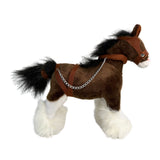 Side view of Clyde realistic mini Clydesdale Horse plush toy
