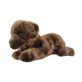 Side view of Coco realistic Labrador Puppy plush toy