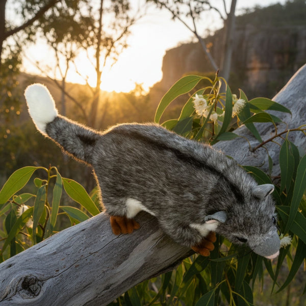 Ringtail Possum a friendly and realistic super cuddly soft toy in a tree