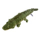 Green crocodile-shaped plush toy on a white background