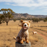 Copper realistic Cattle Dog plush toy in an outback setting