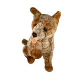 Copper realistic Cattle Dog plush toy with raised paw